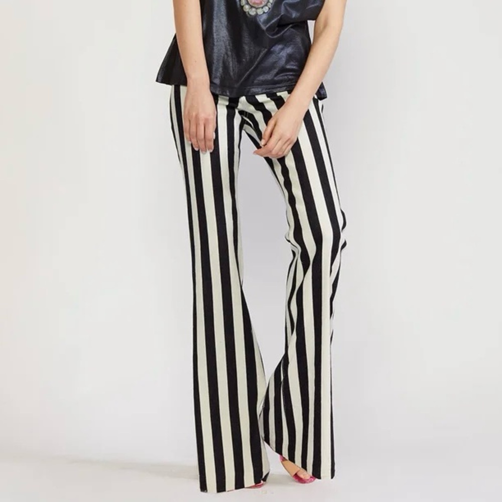 Midheaven Denim x Cynthia Rowley Stella Striped Flare Jeans